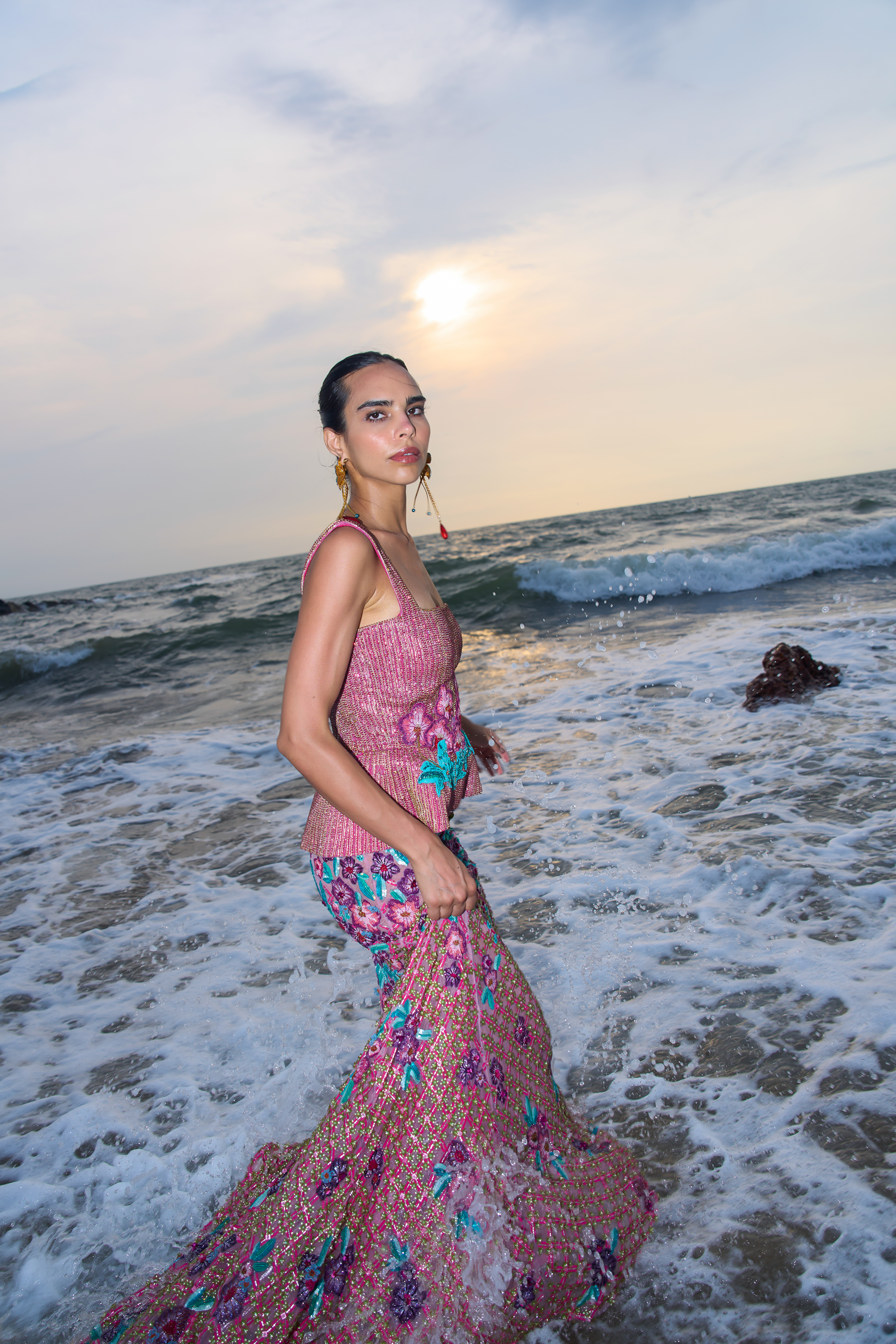 Prism Pink Embroidered Mini Dress