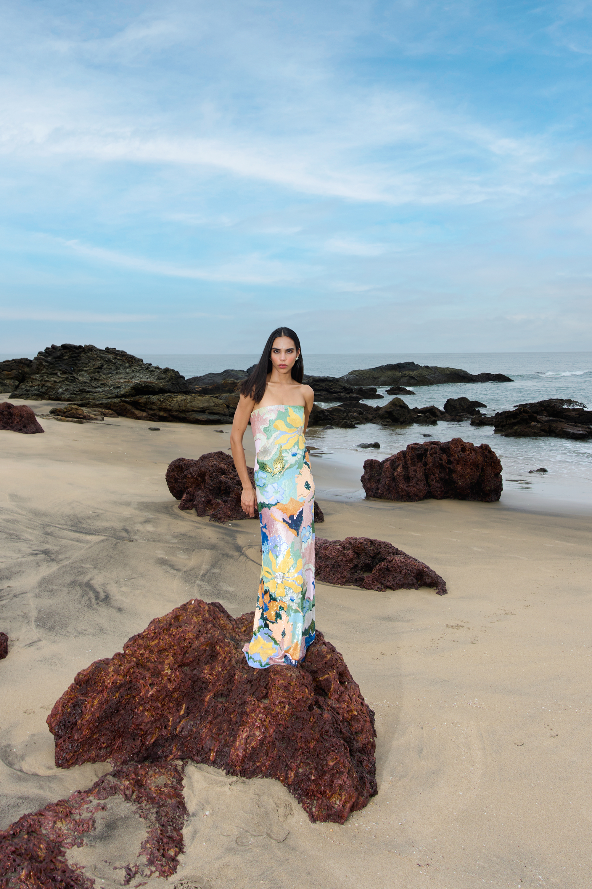 Floral Jacquard Embroidered Dress