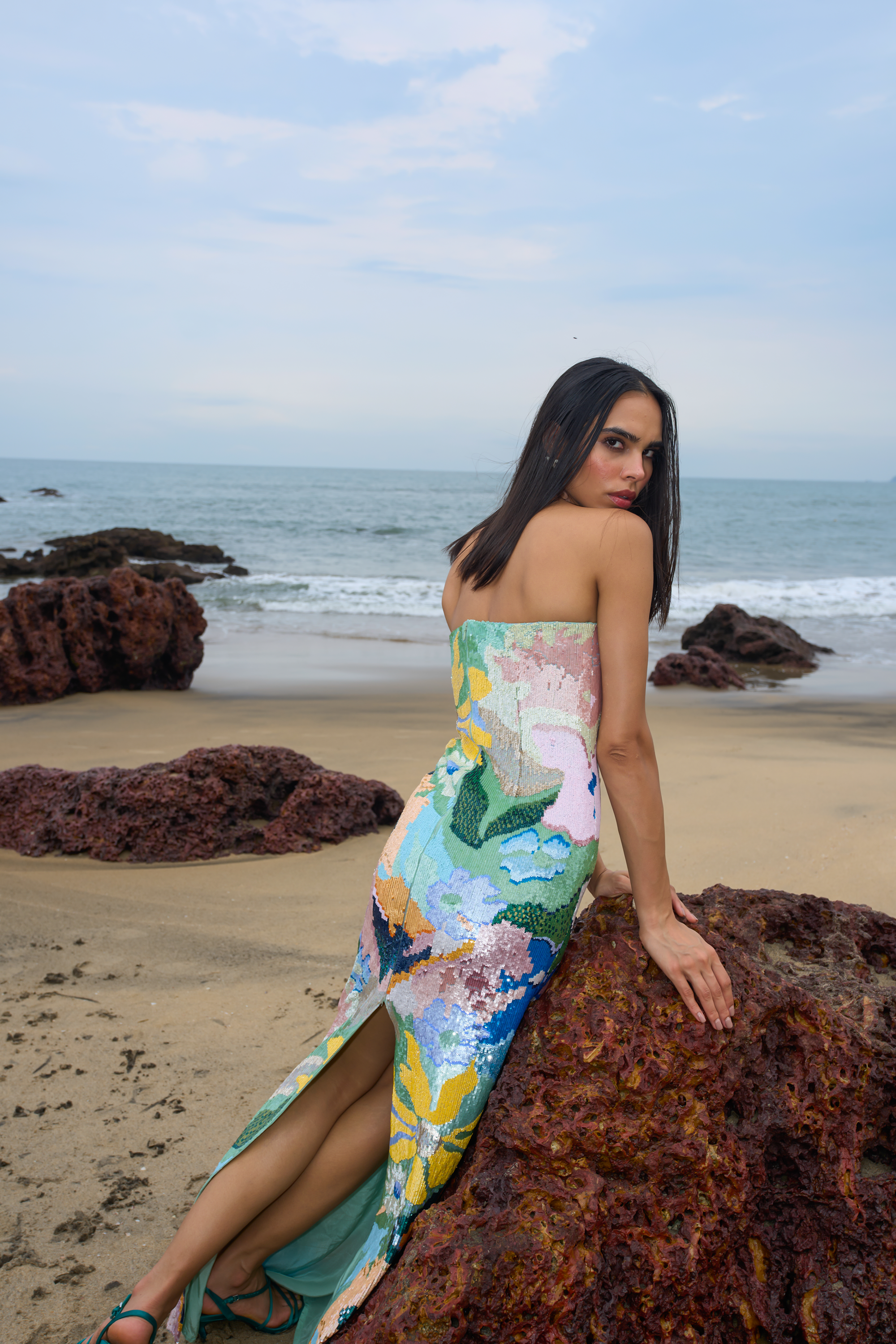 Floral Jacquard Embroidered Dress