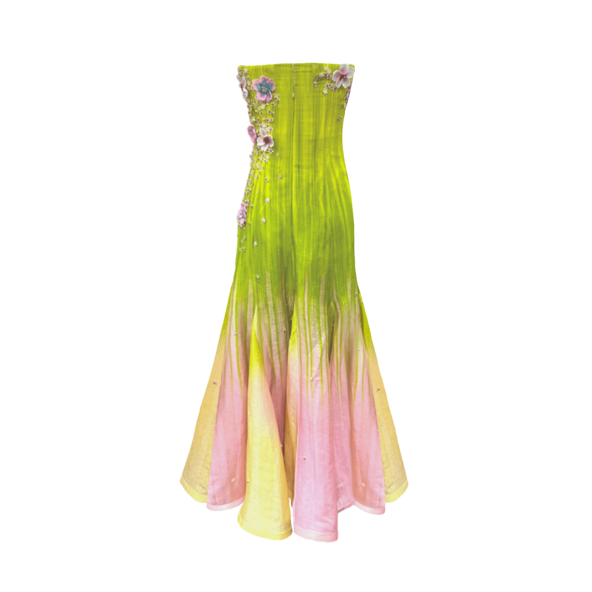 Sunset Glow Ombre Embroidered Gown