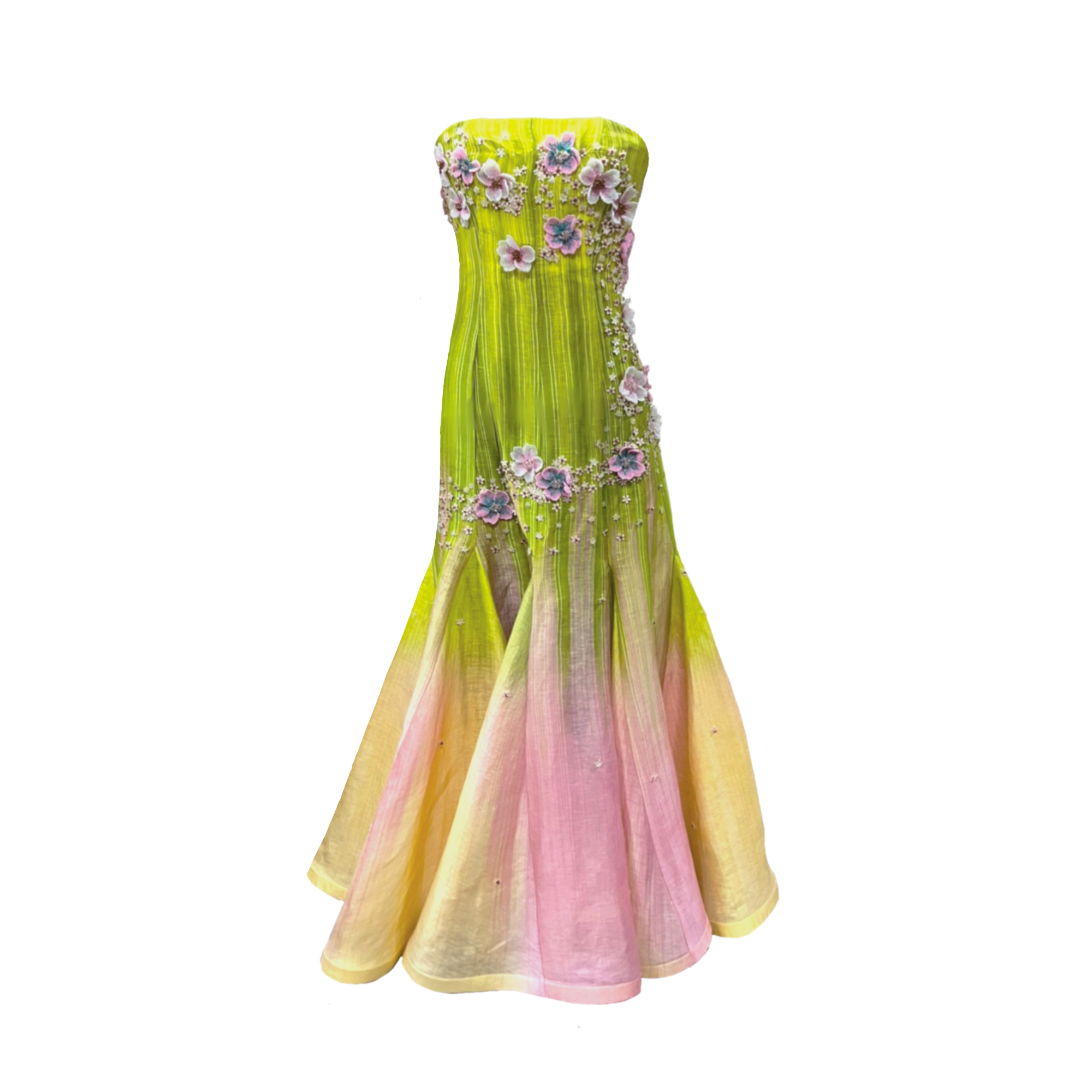 Sunset Glow Ombre Embroidered Gown