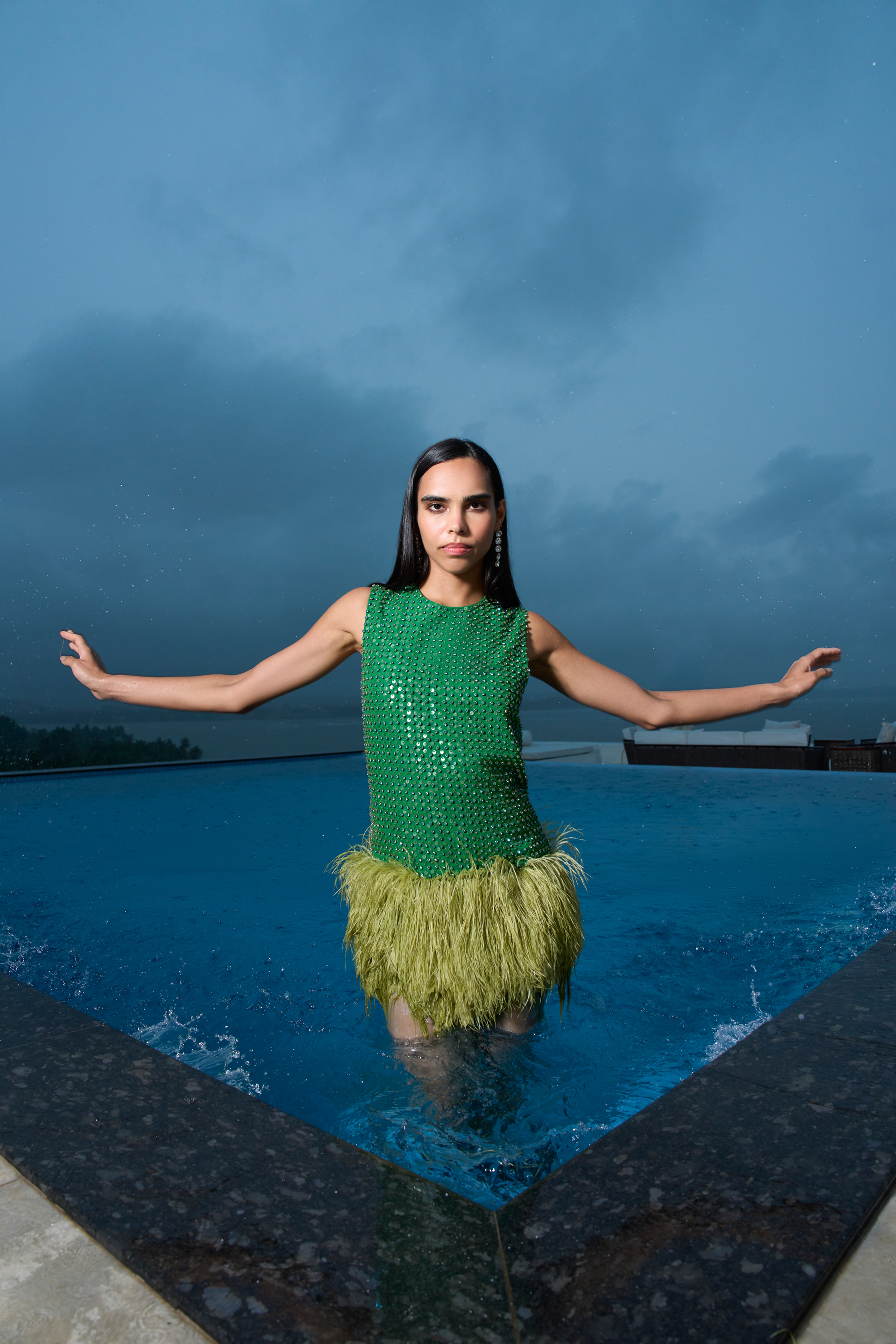 emerald embroidered dress Embellished Embroidered Emerald Empire Waist Dress