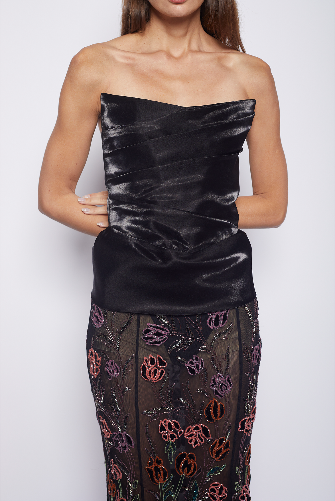 Elix Noir Lame Draped Corset