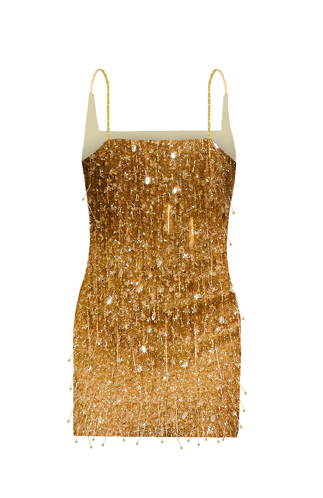 Destination party outfit featuring a refined mini party dress silhouette