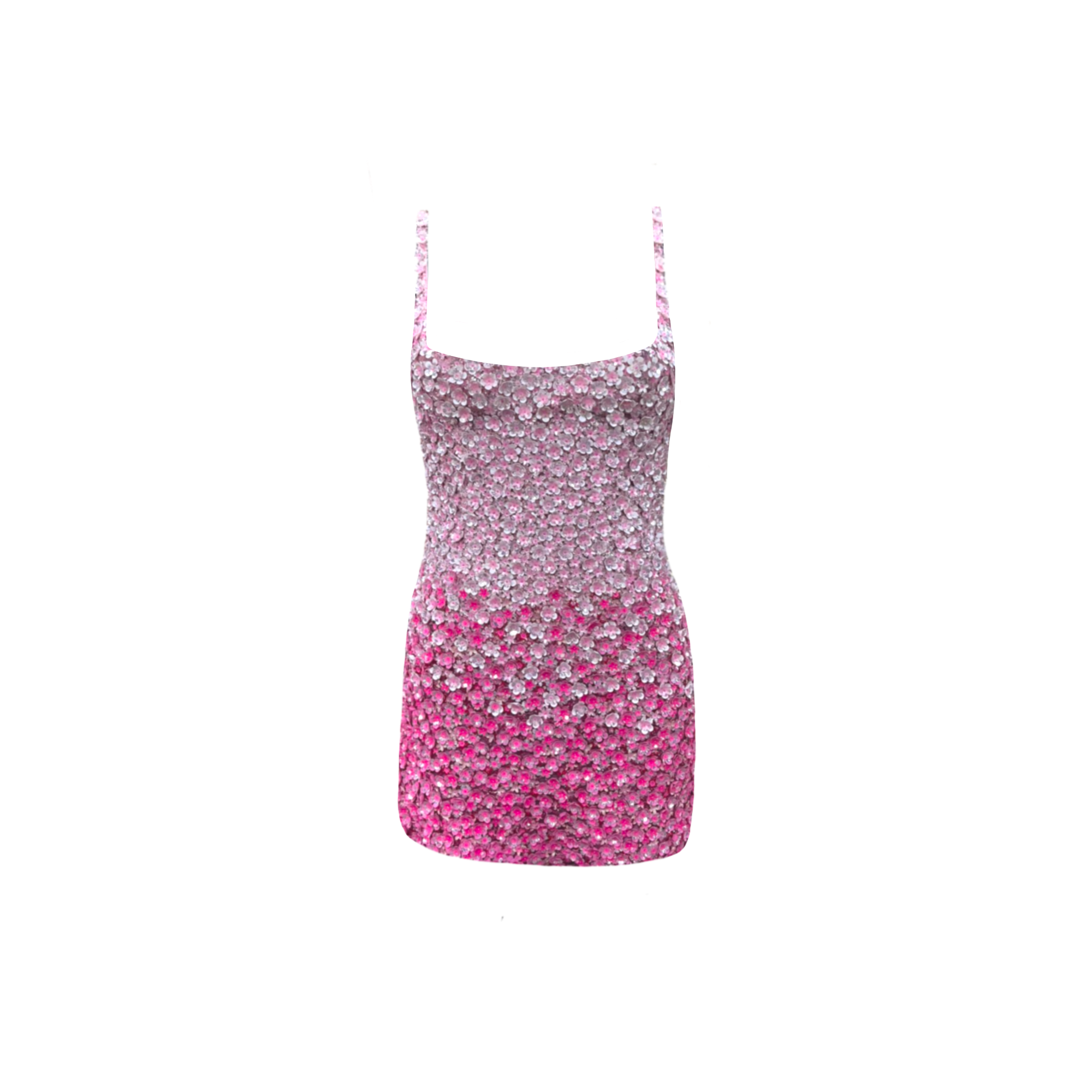 Pink Petal Ombre Embroidered Dress