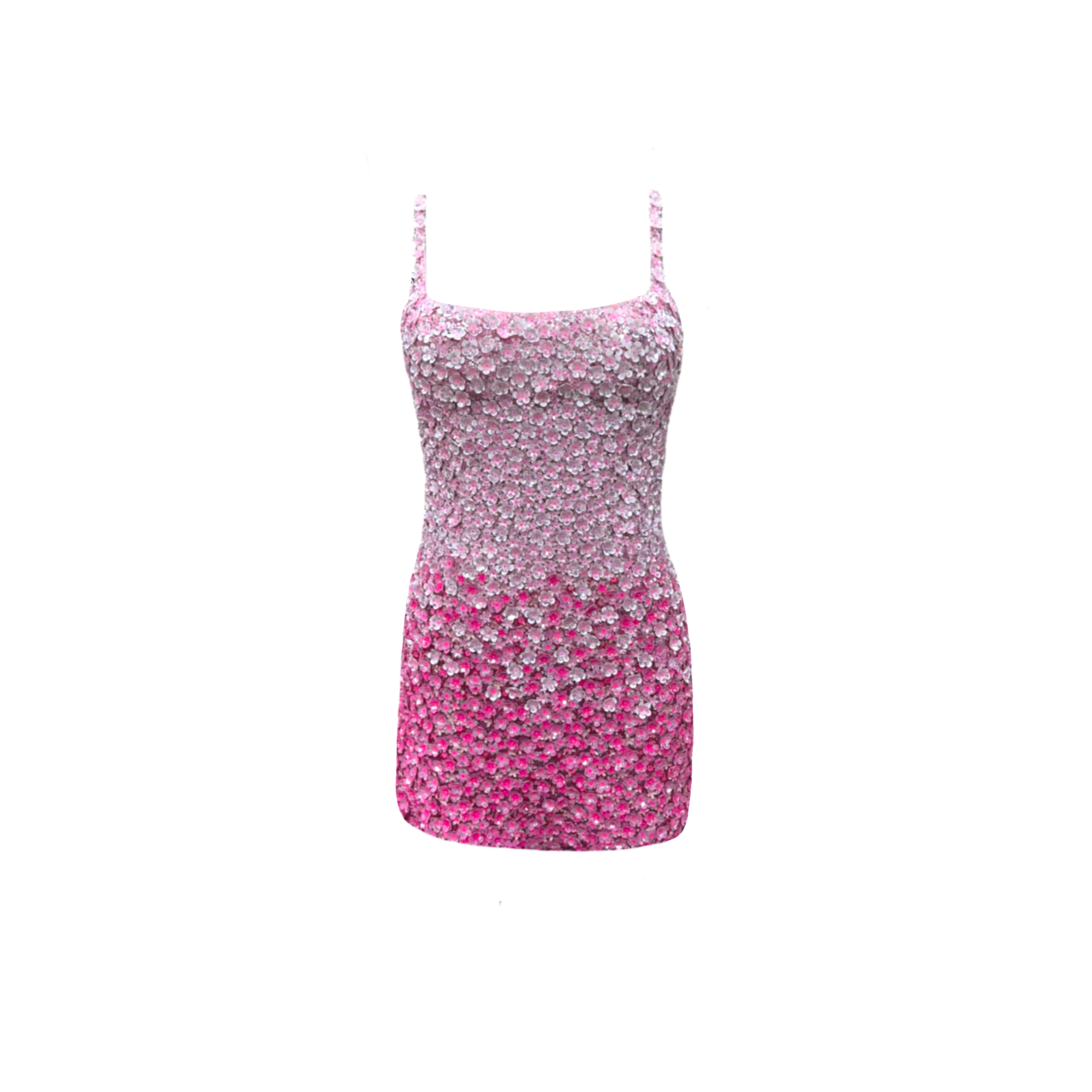 Pink Petal Ombre Embroidered Dress