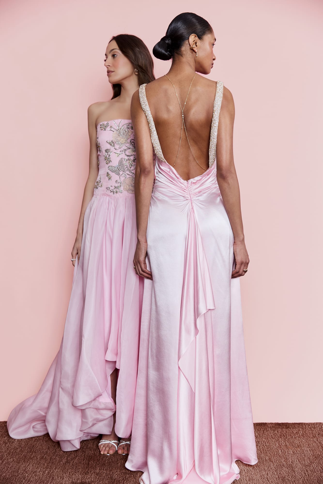 Embellished square neck luxury pink midi dress, silk-touch designer cocktail dress for evening events