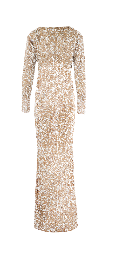Long sleeve evening gown