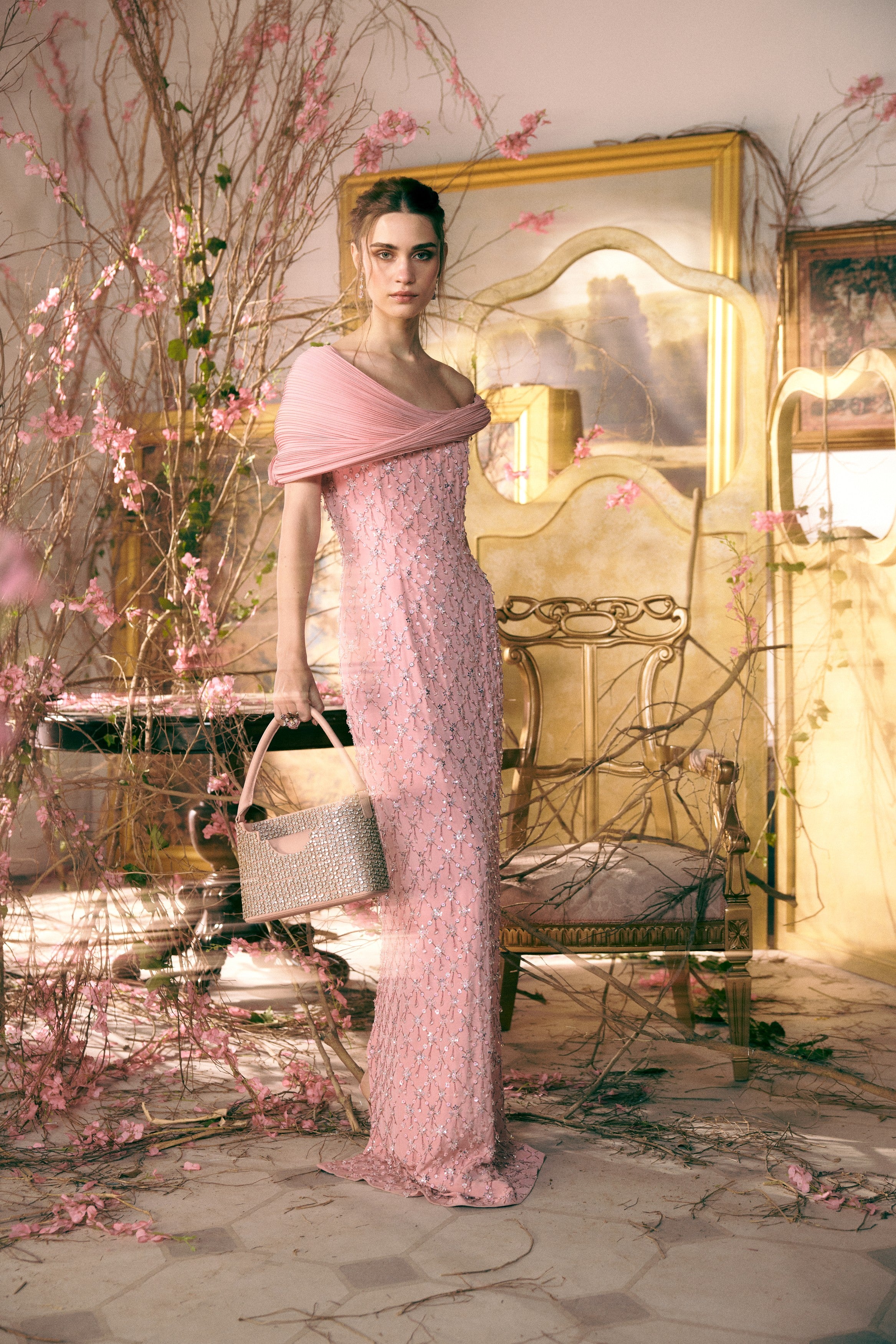 Submerged Coral Garden Draped Dress