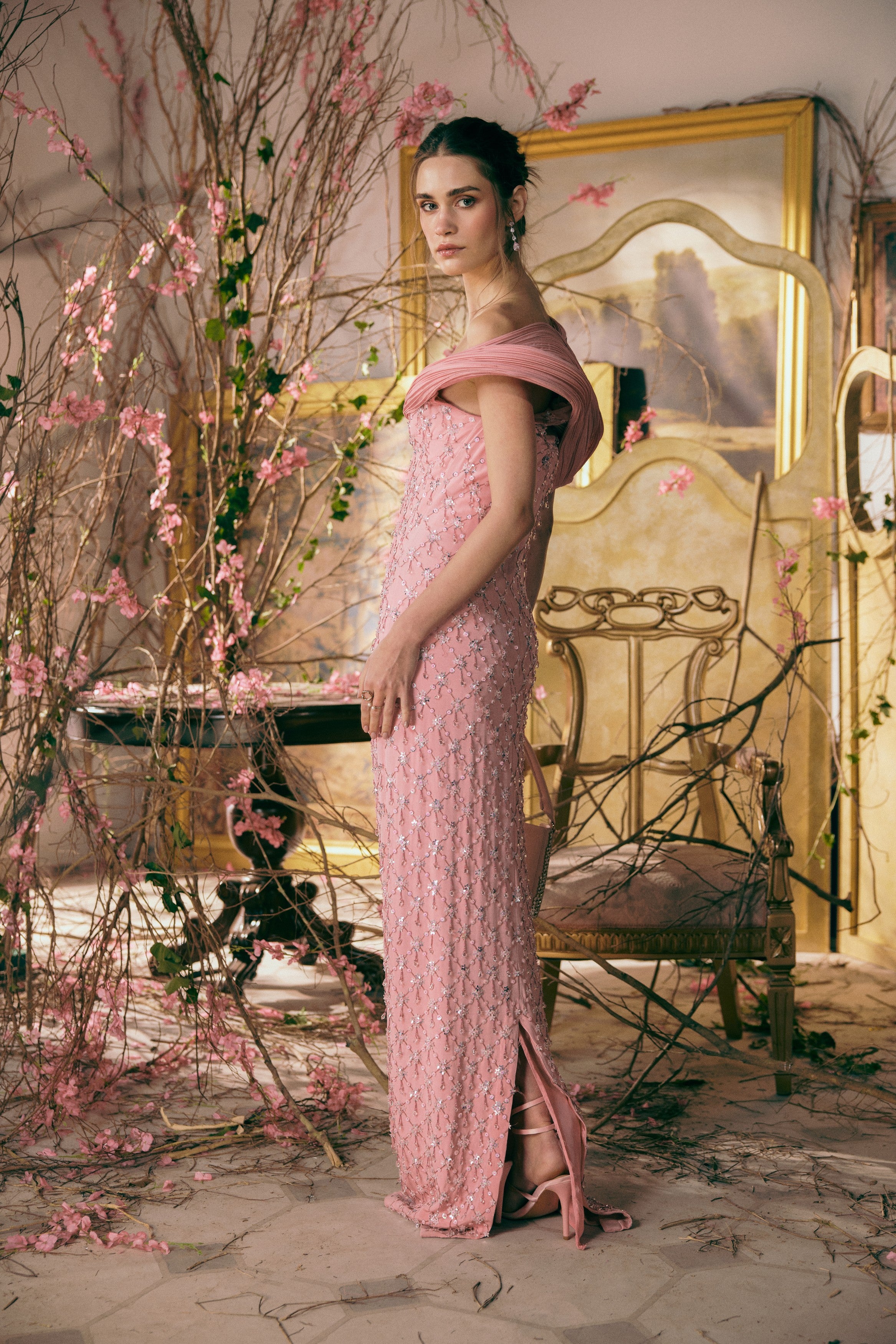 Submerged Coral Garden Draped Dress