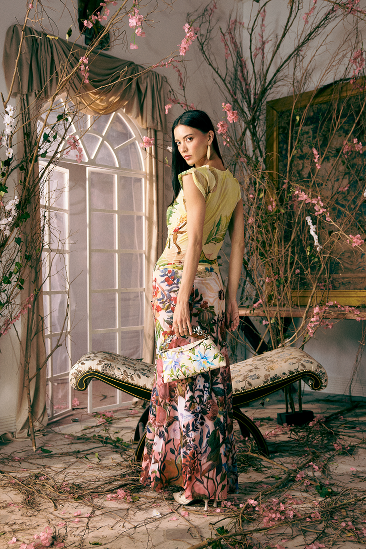 Botanical Symphony Printed Bodycon Dress