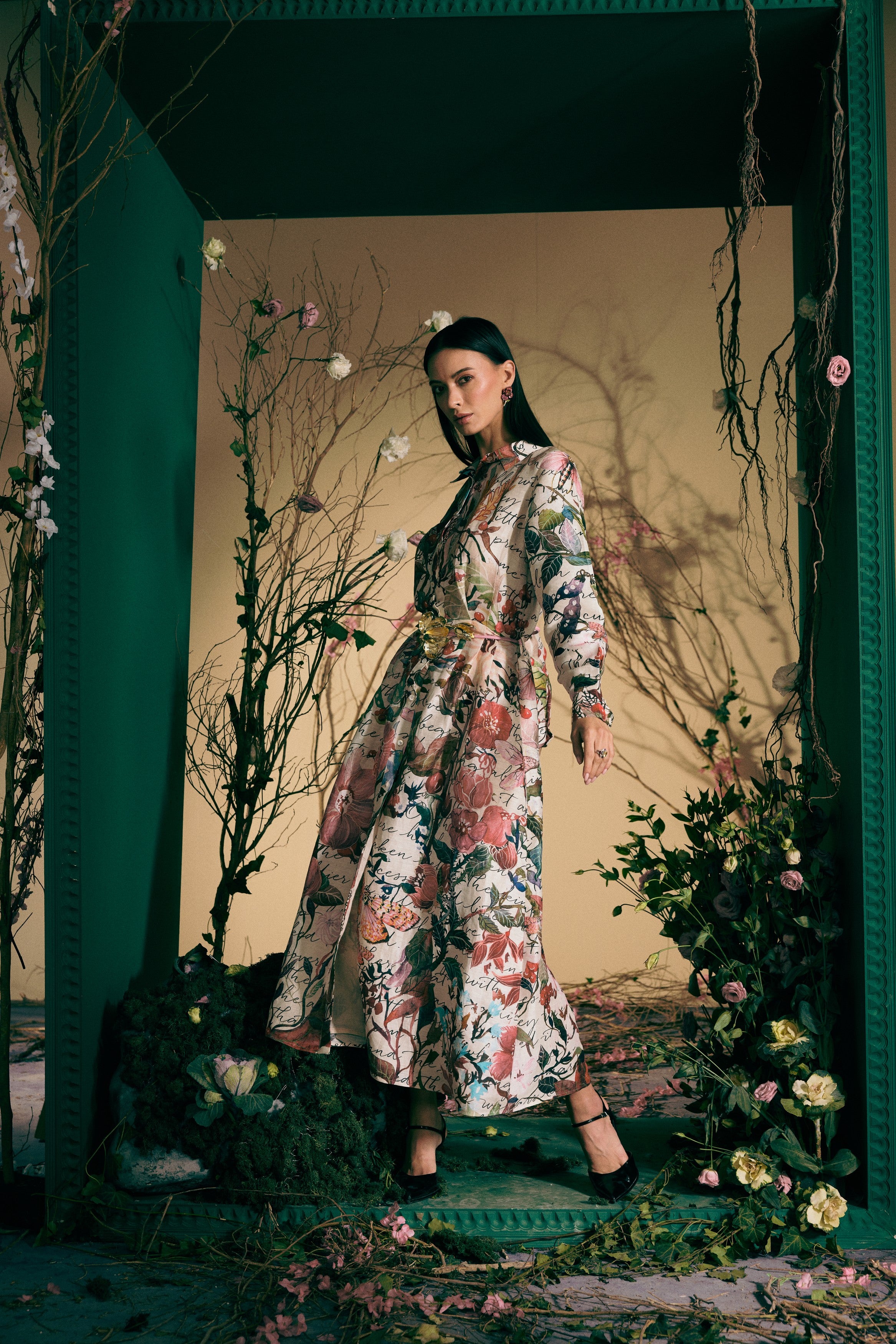 Botanical Enchanted Printed Shirt Dress