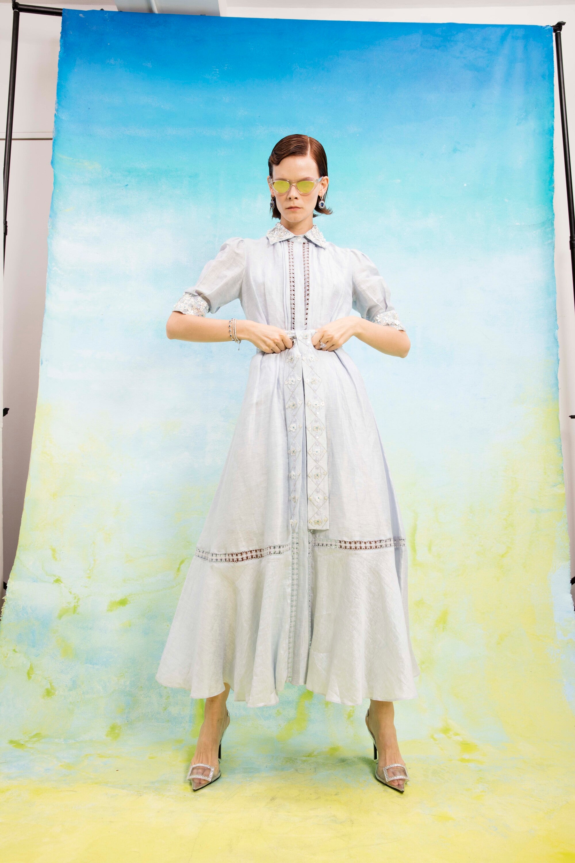 Serene Petale emb. shirt dress