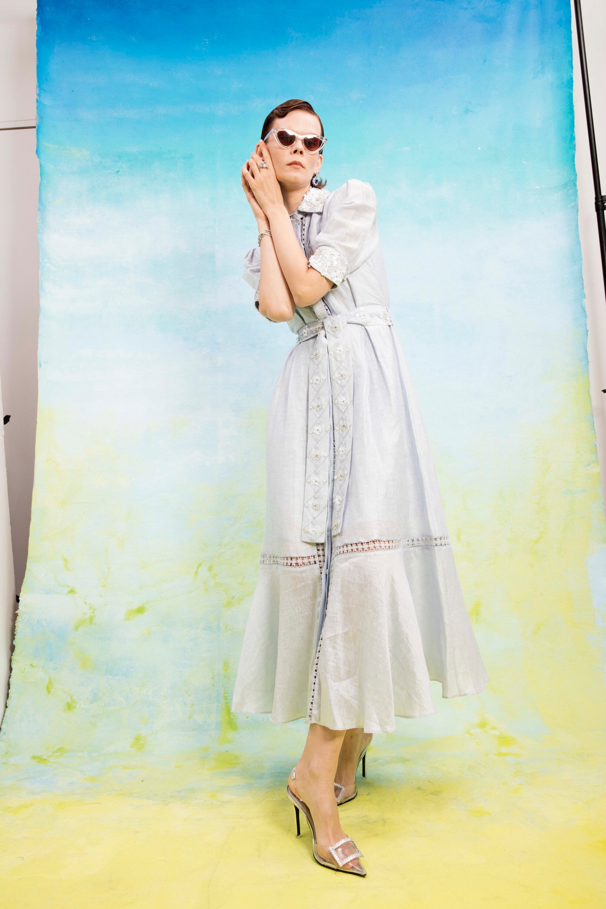 Serene Petale emb. shirt dress