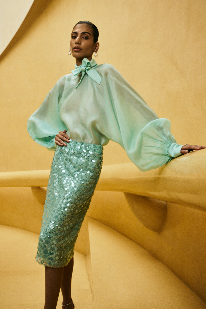 Resort evening skirt crafted as a sophisticated beaded skirt