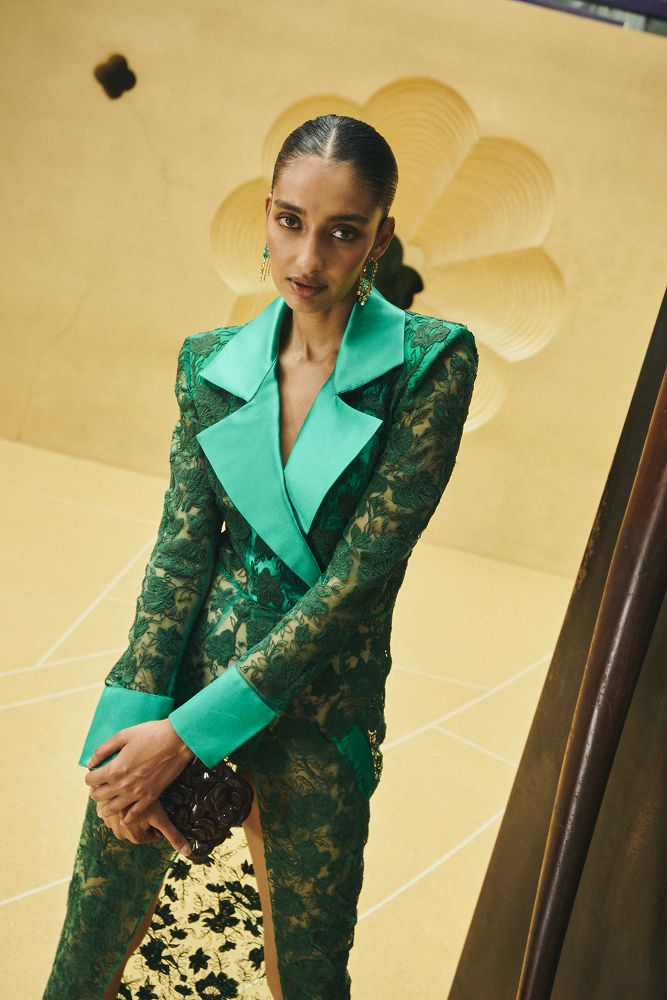 Wedding guest gown styled as a reception wear dress and engagement party gown in formal evening wear with a luxury evening gown silhouette