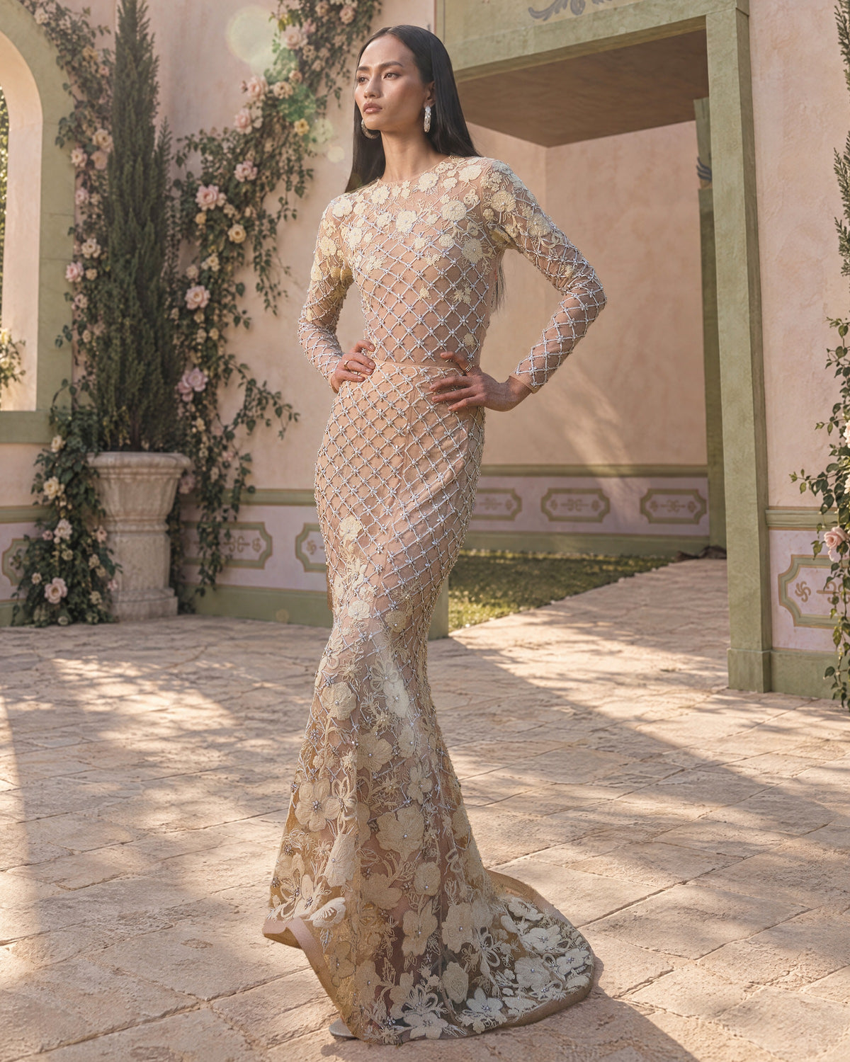 Champagne Veil Embellished Skirt
