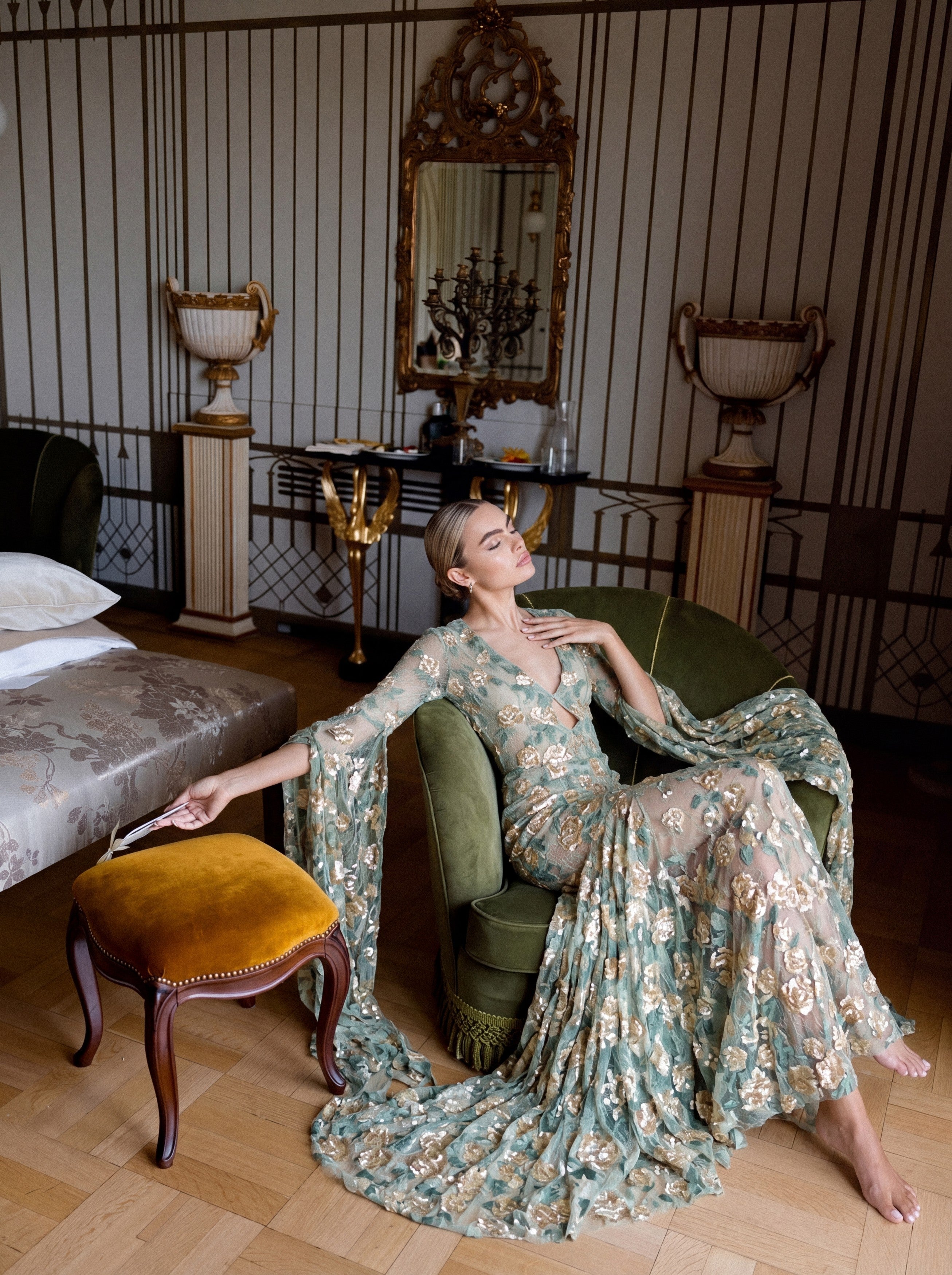 Golden Sage Bloom Gown
