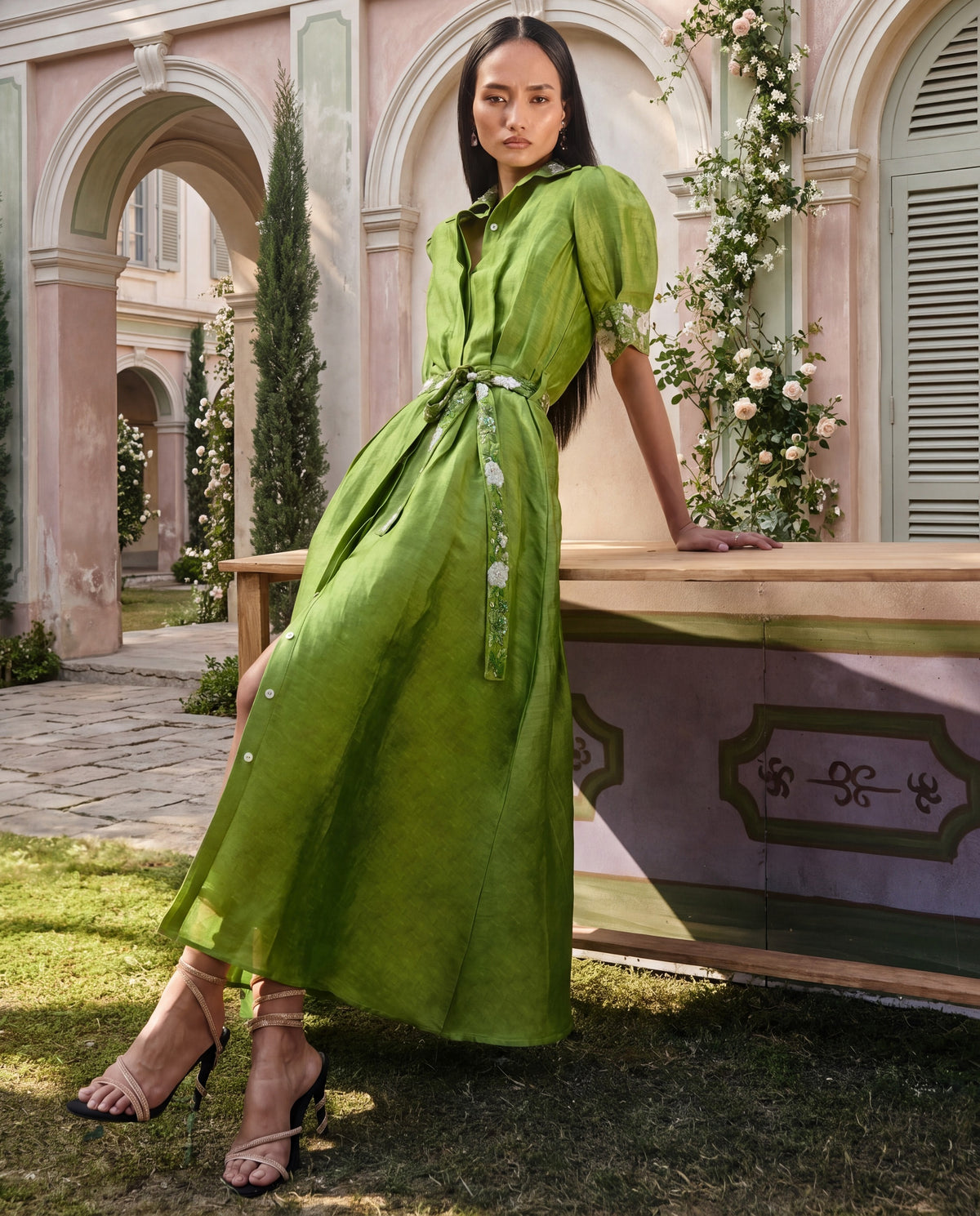 Forest Embellished Shirt Dress