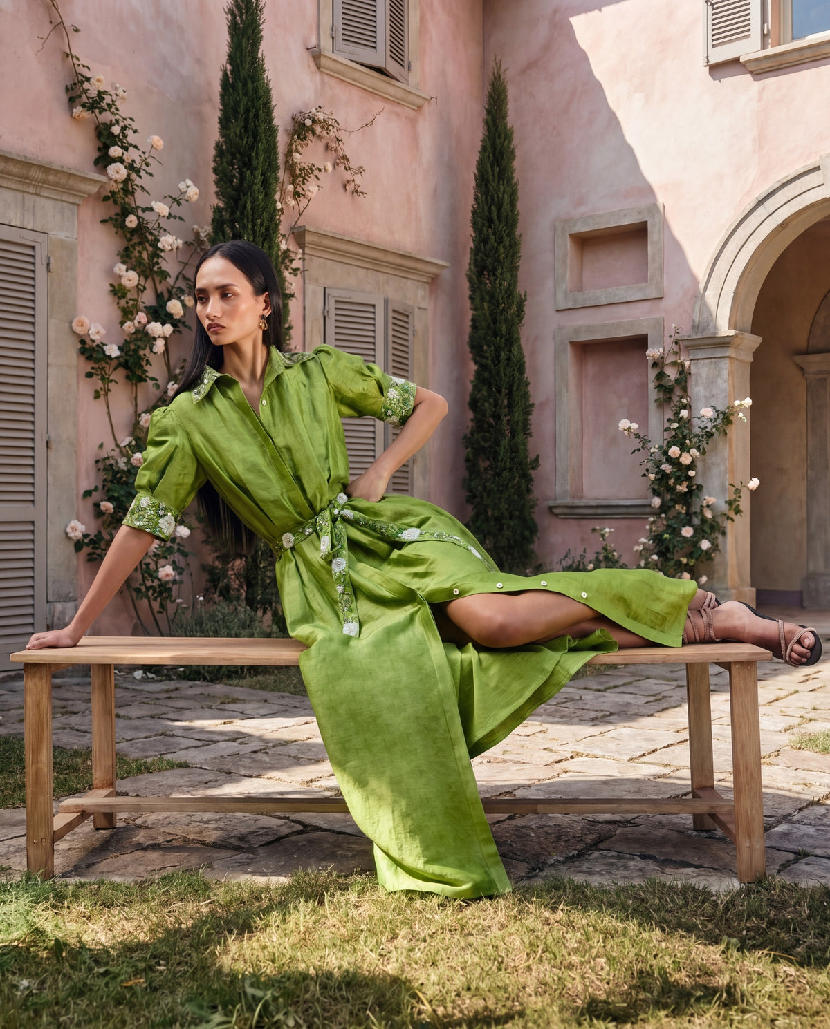 Forest Embellished Shirt Dress