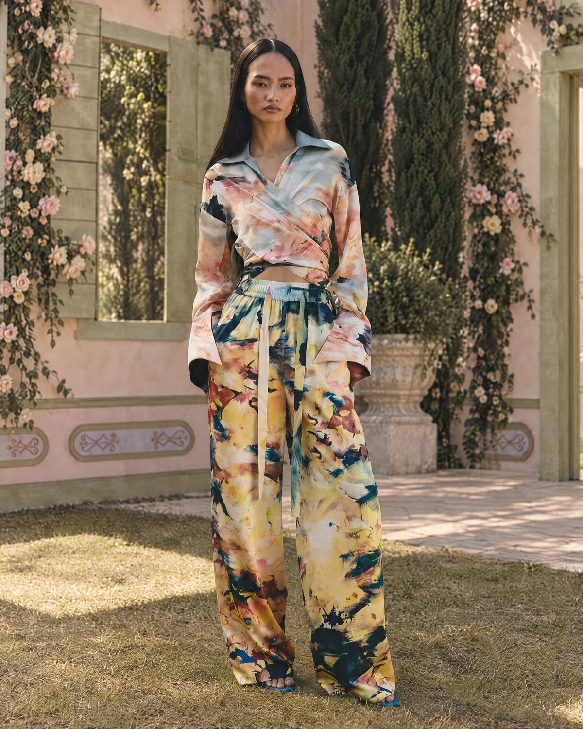 Peach Mist Silk Pants