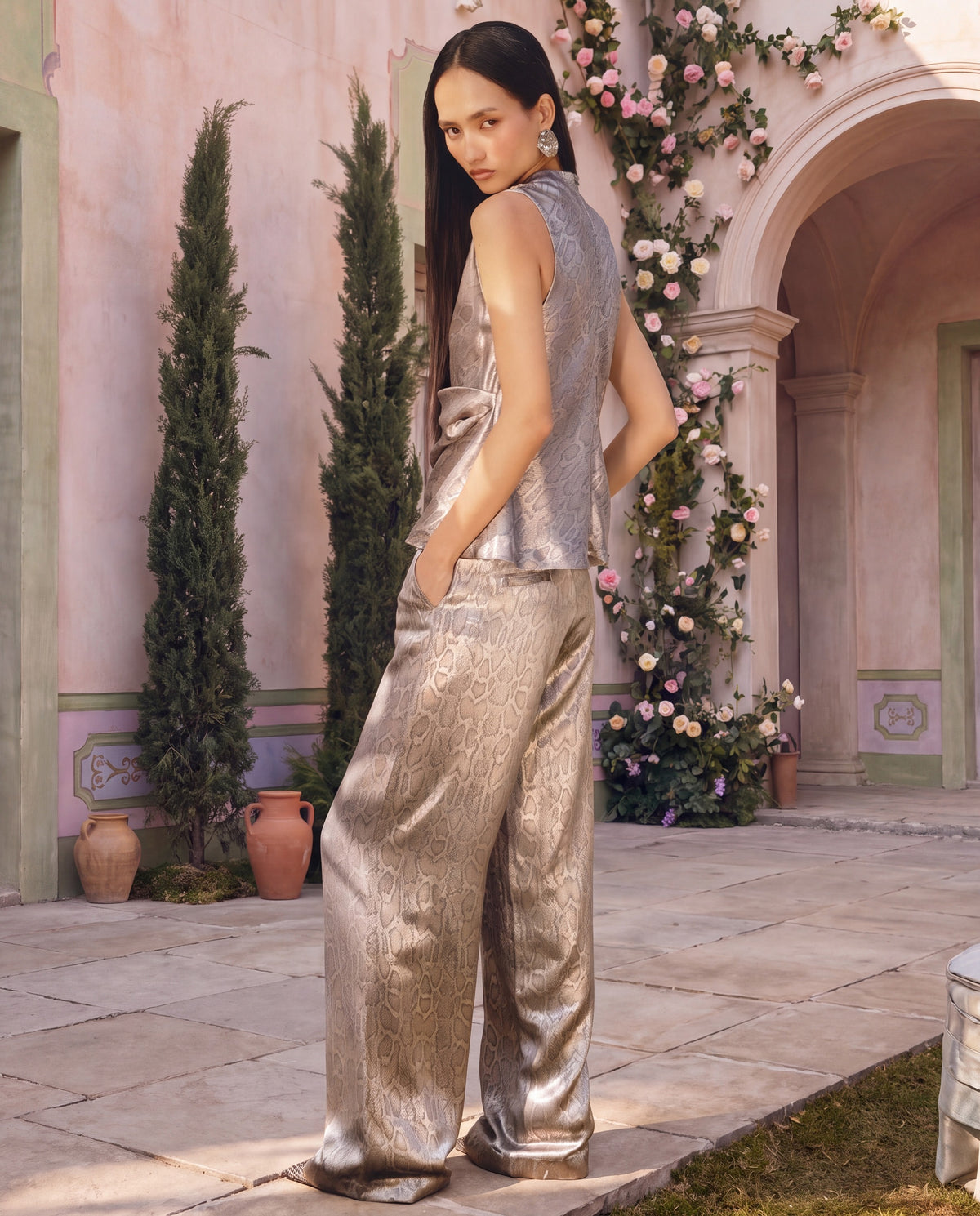 Champagne Smoke Wide Leg Pants