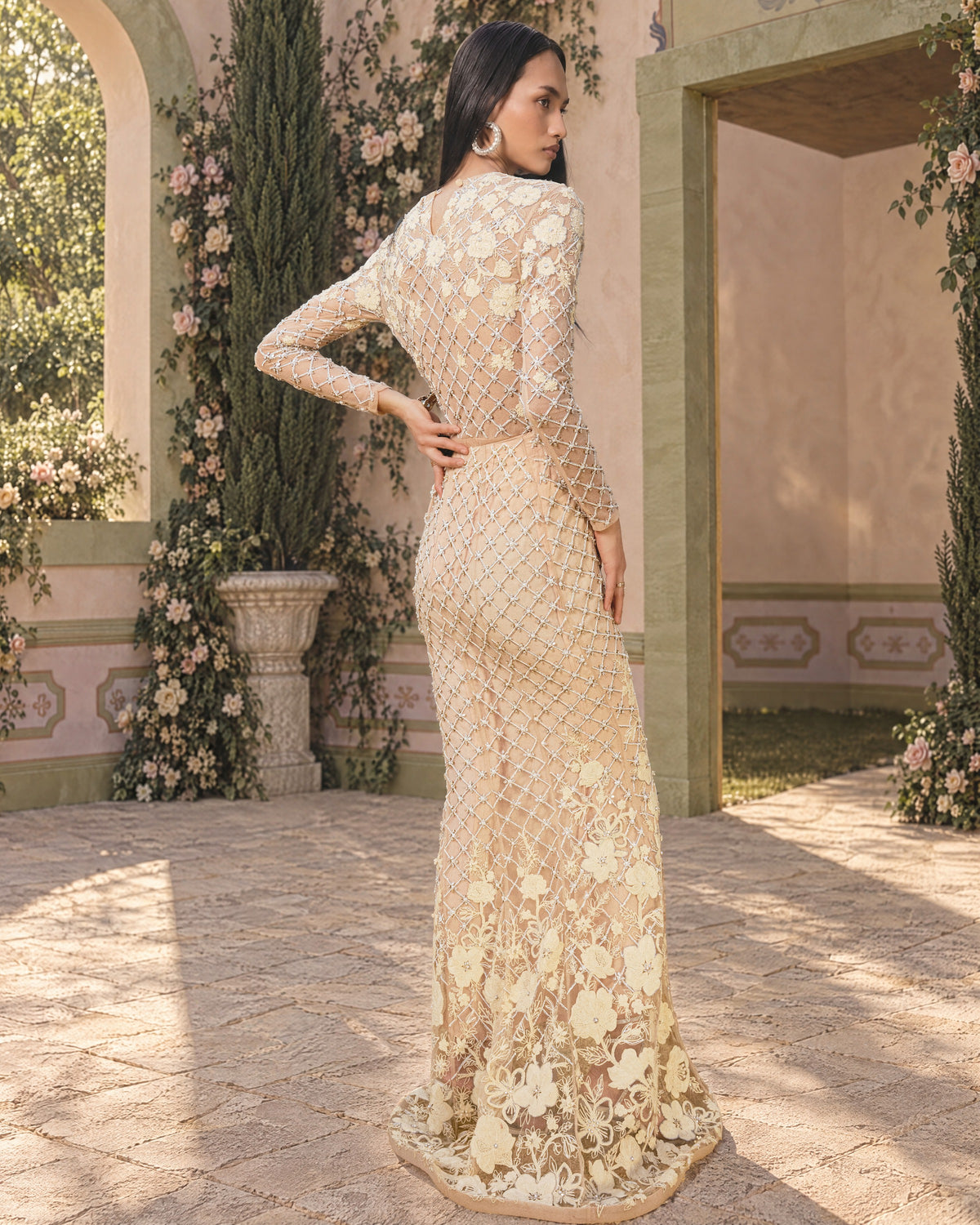 Champagne Veil Embellished Skirt