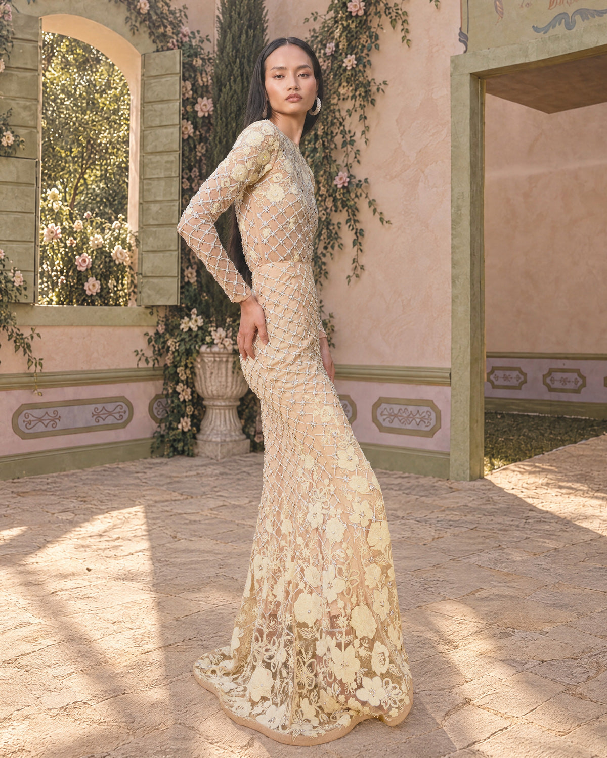 Champagne Veil Embellished Skirt