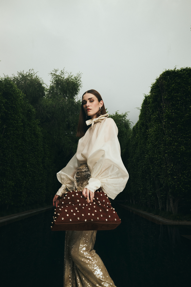 Silk organza top crafted with a soft voluminous silhouette