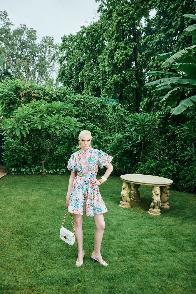 Garden Party Mini Dress designed as a Bridal Shower Guest dress