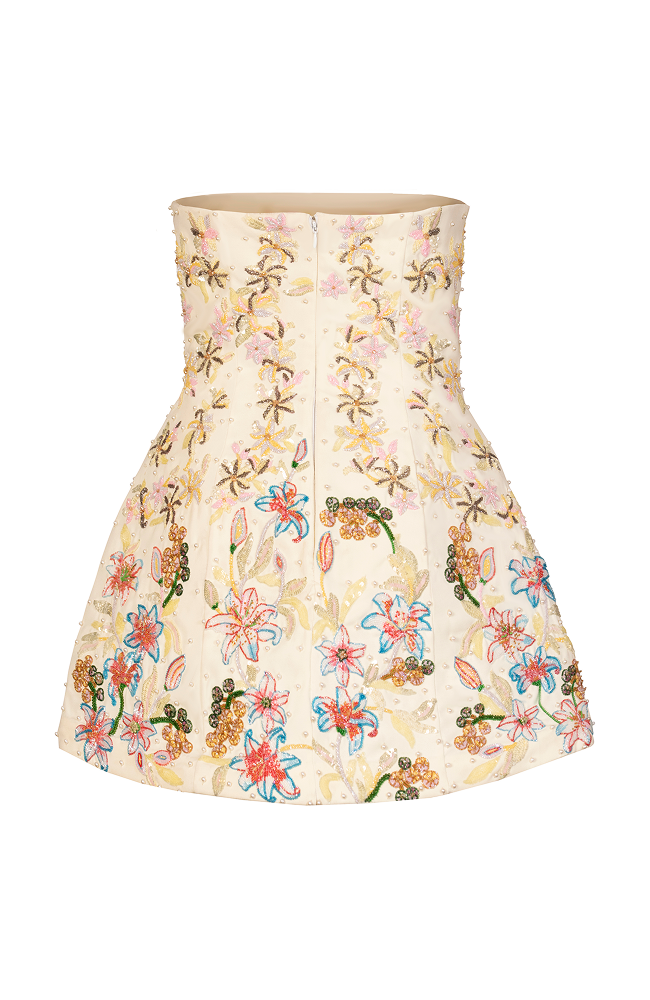 Sleeveless mini party dress designed as a fitted cocktail party dress