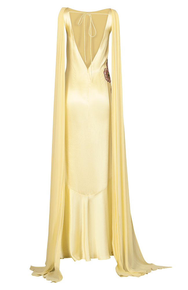 Applique embroidery dress crafted as a refined garden party dress