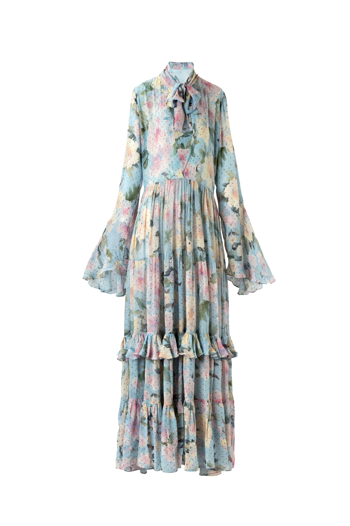 Blue Botanica Haze Ruffle Dress