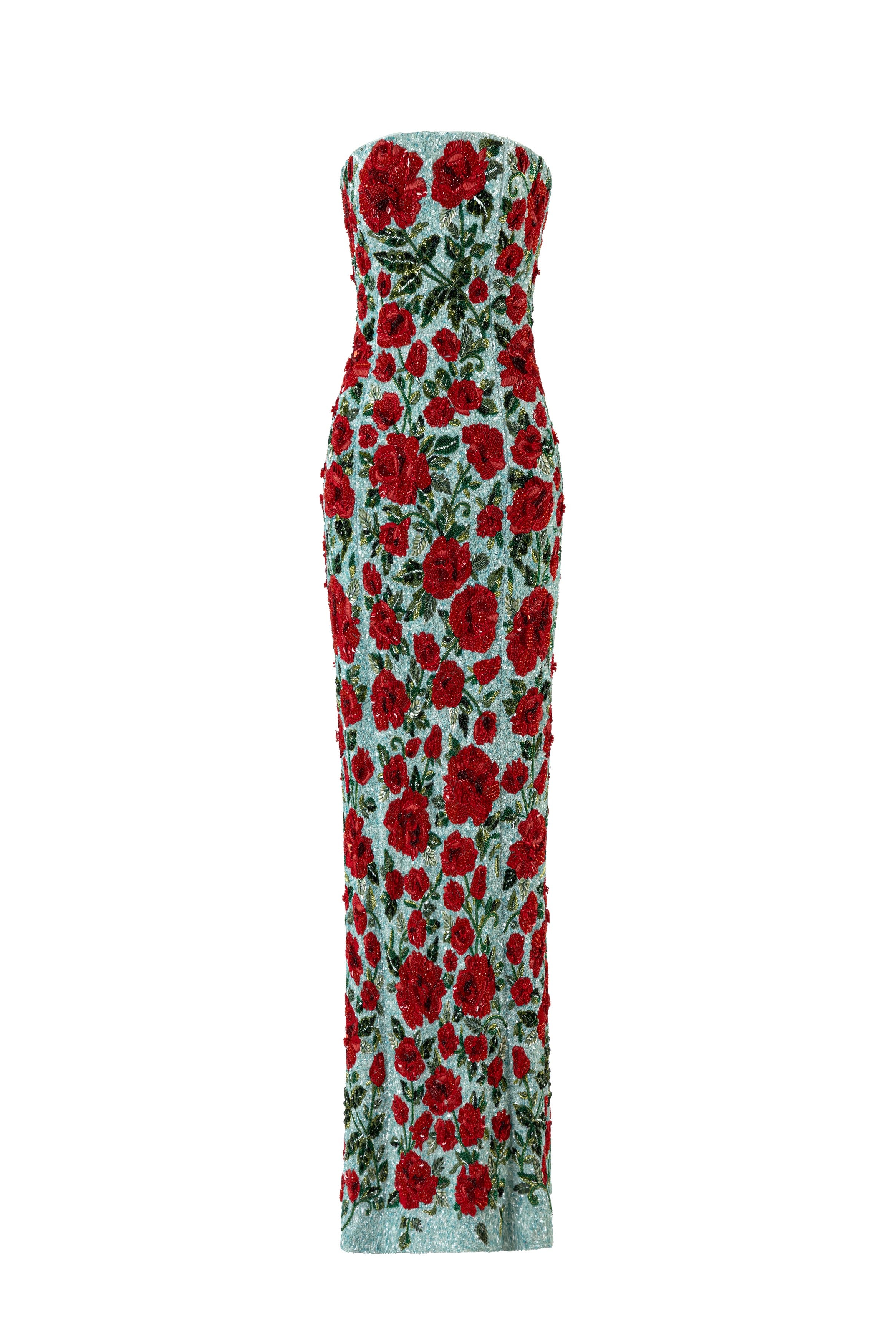 Crimson Rose Column Dress