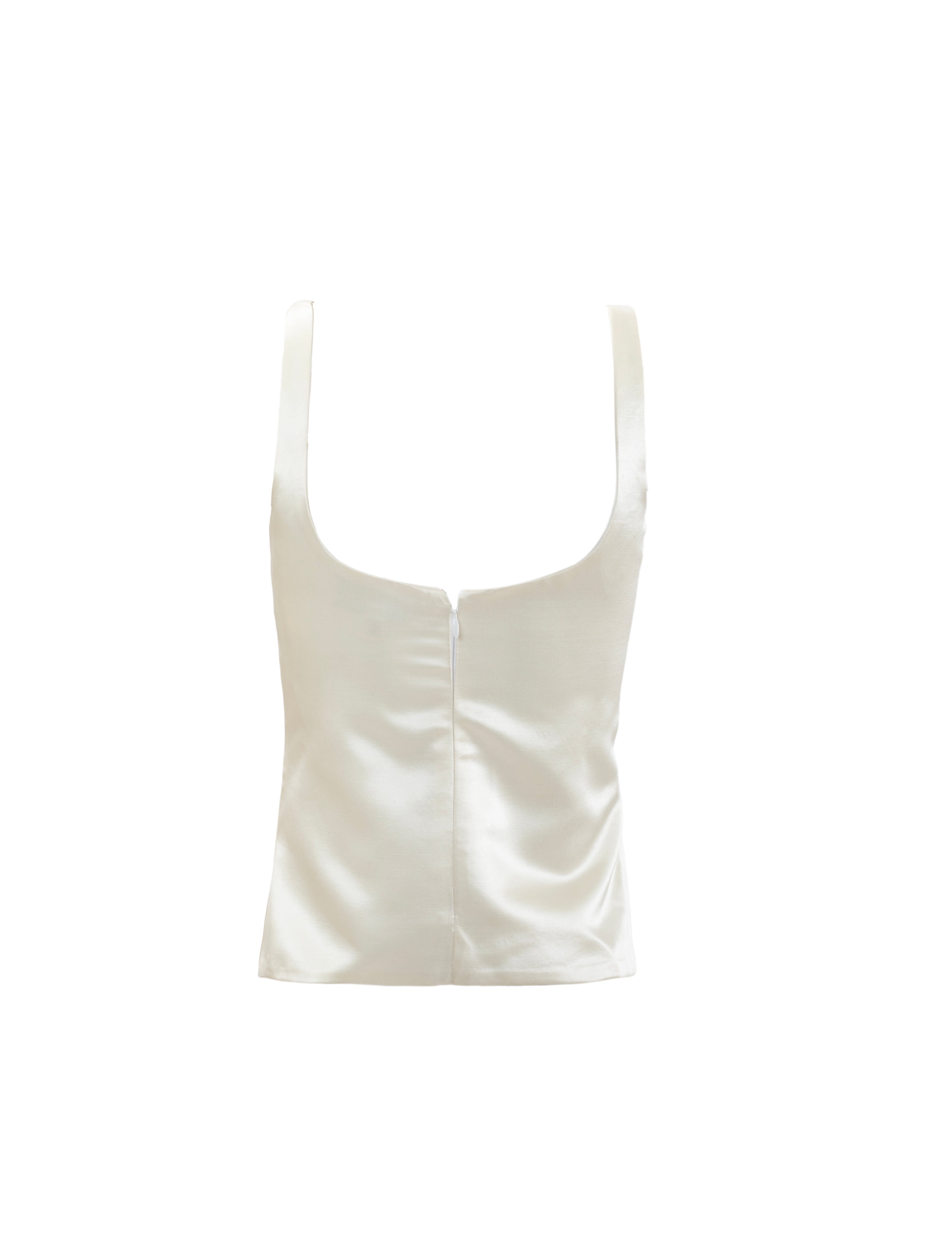 White satin tank top on a white background