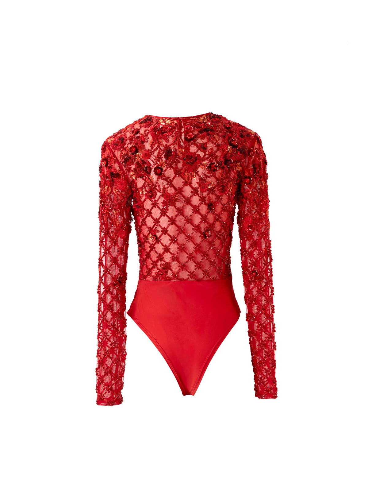 Poppy Red Embellished Leotard