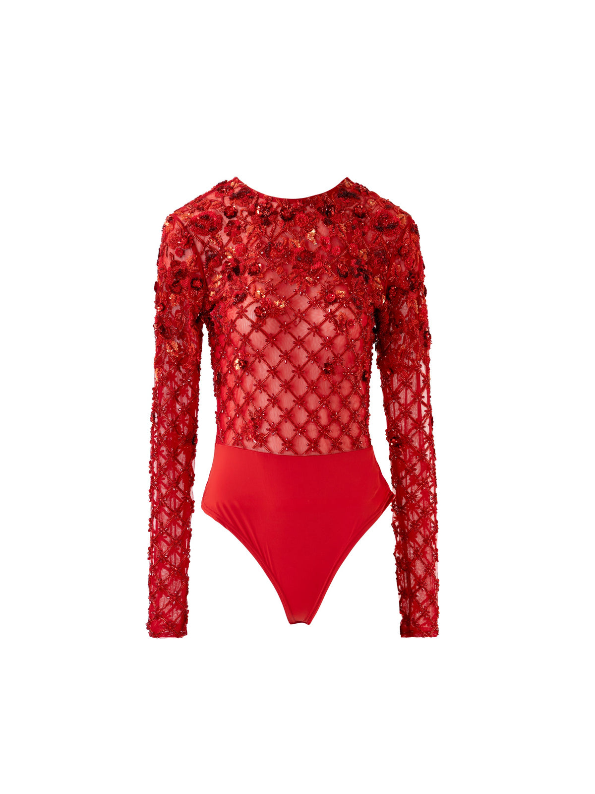 Poppy Red Embellished Leotard