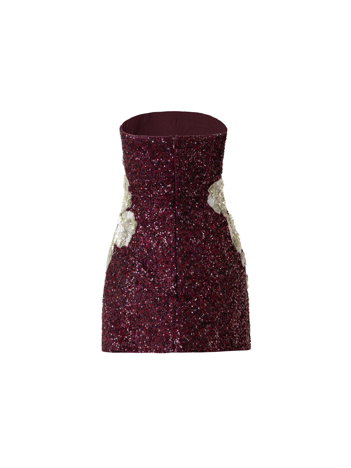 Deep Merlot Embellished Mini Dress