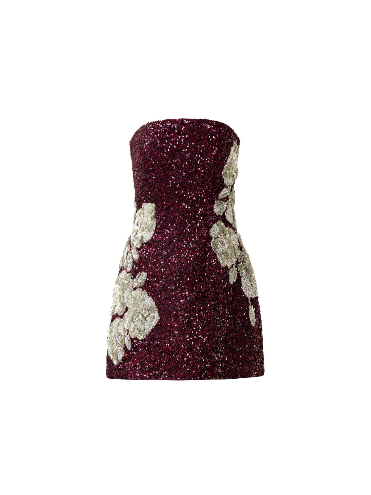 Deep Merlot Embellished Mini Dress