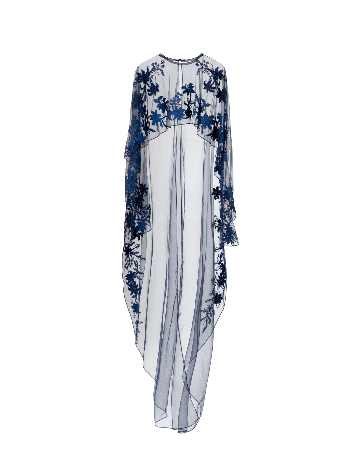 Midnight Gold Floral Embroidered Cape