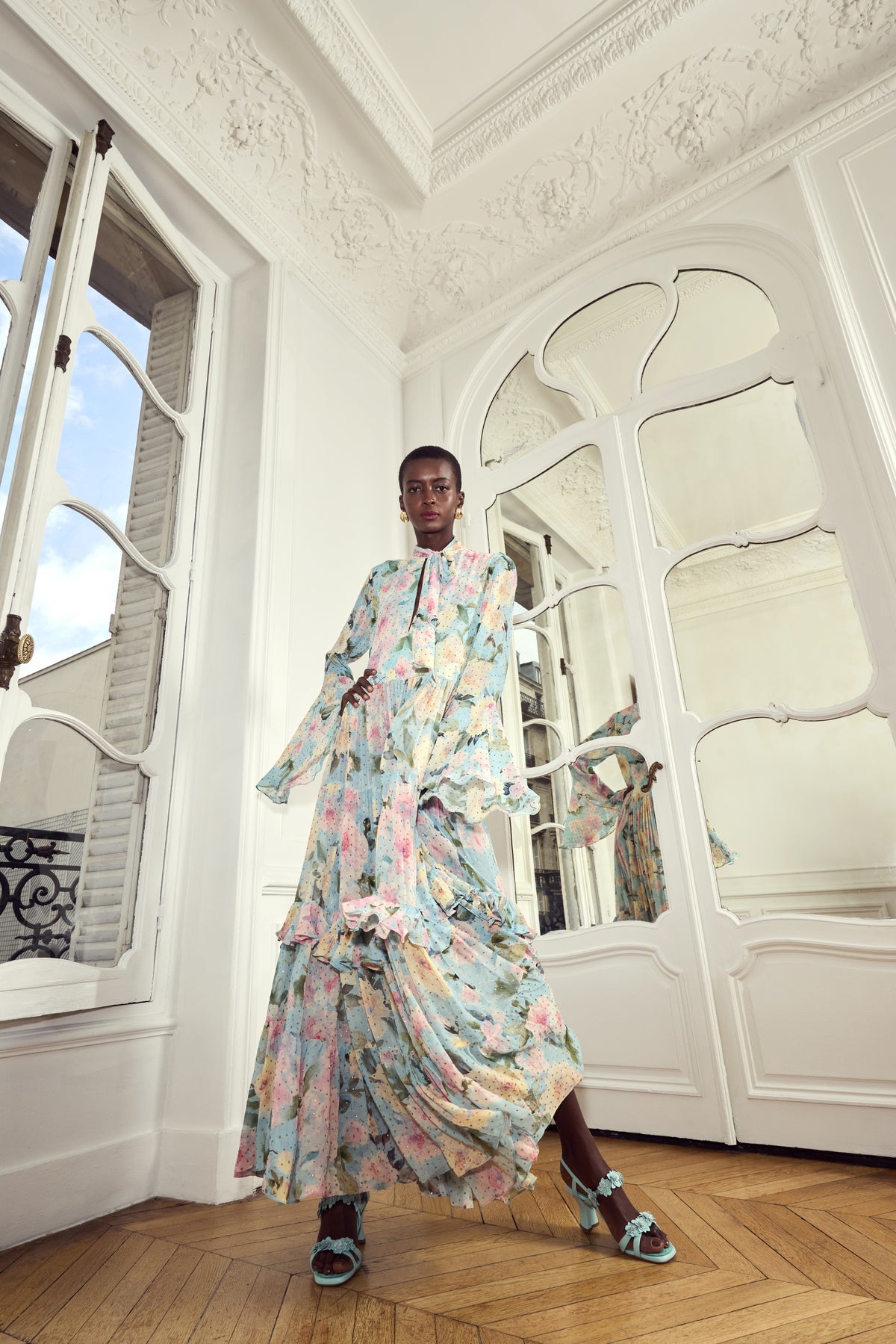 Blue Botanica Haze Ruffle Dress