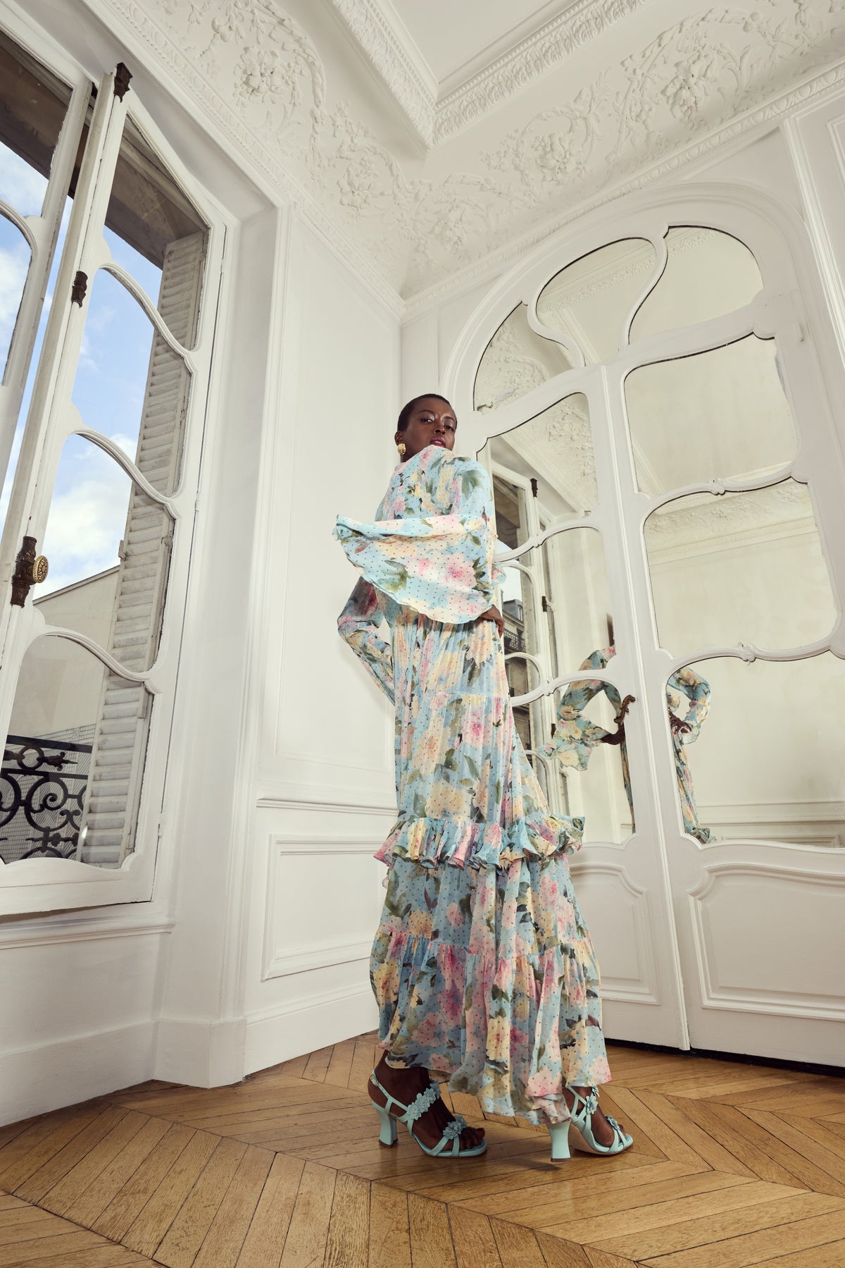 Blue Botanica Haze Ruffle Dress