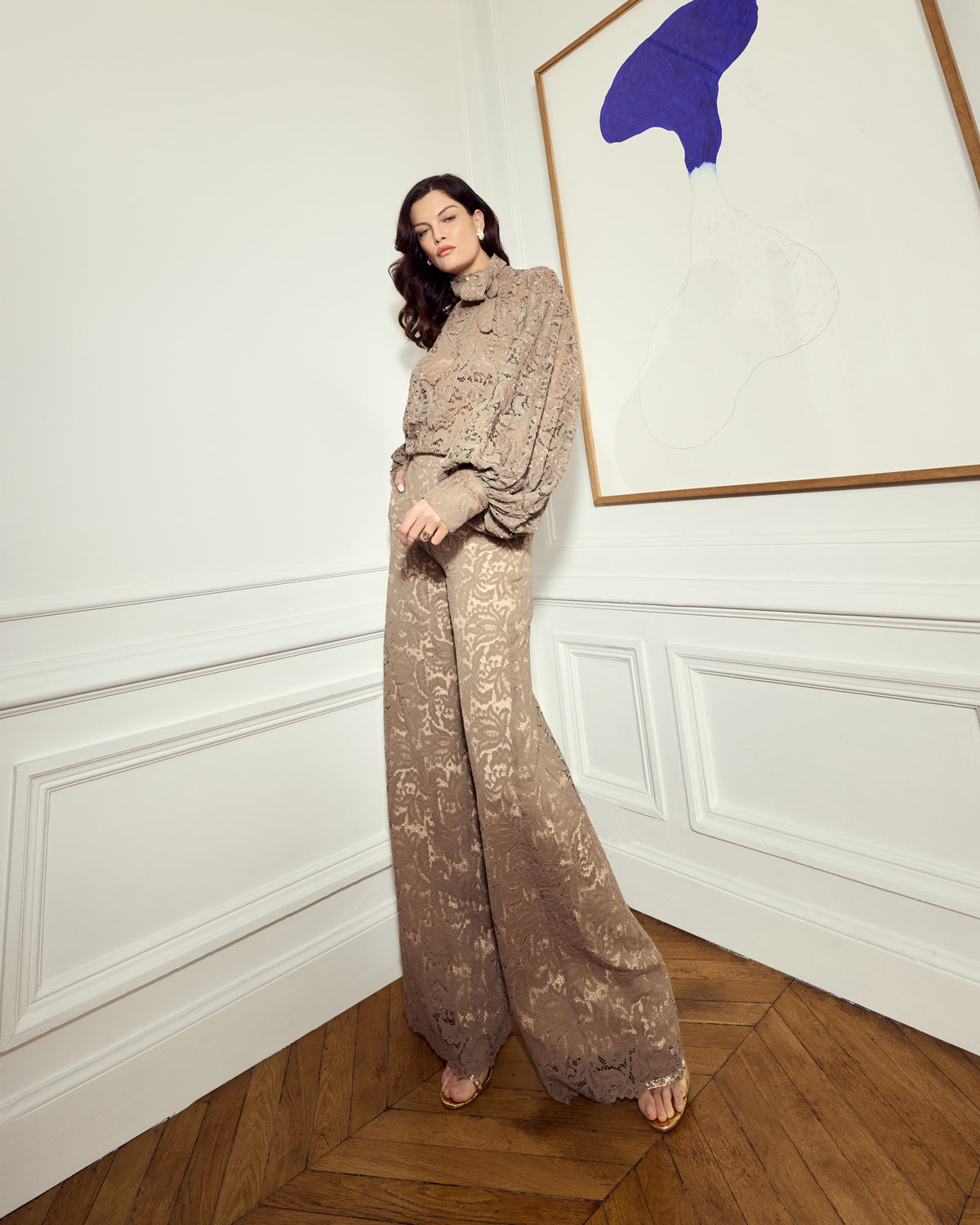 Dusty Nacre Lace Top