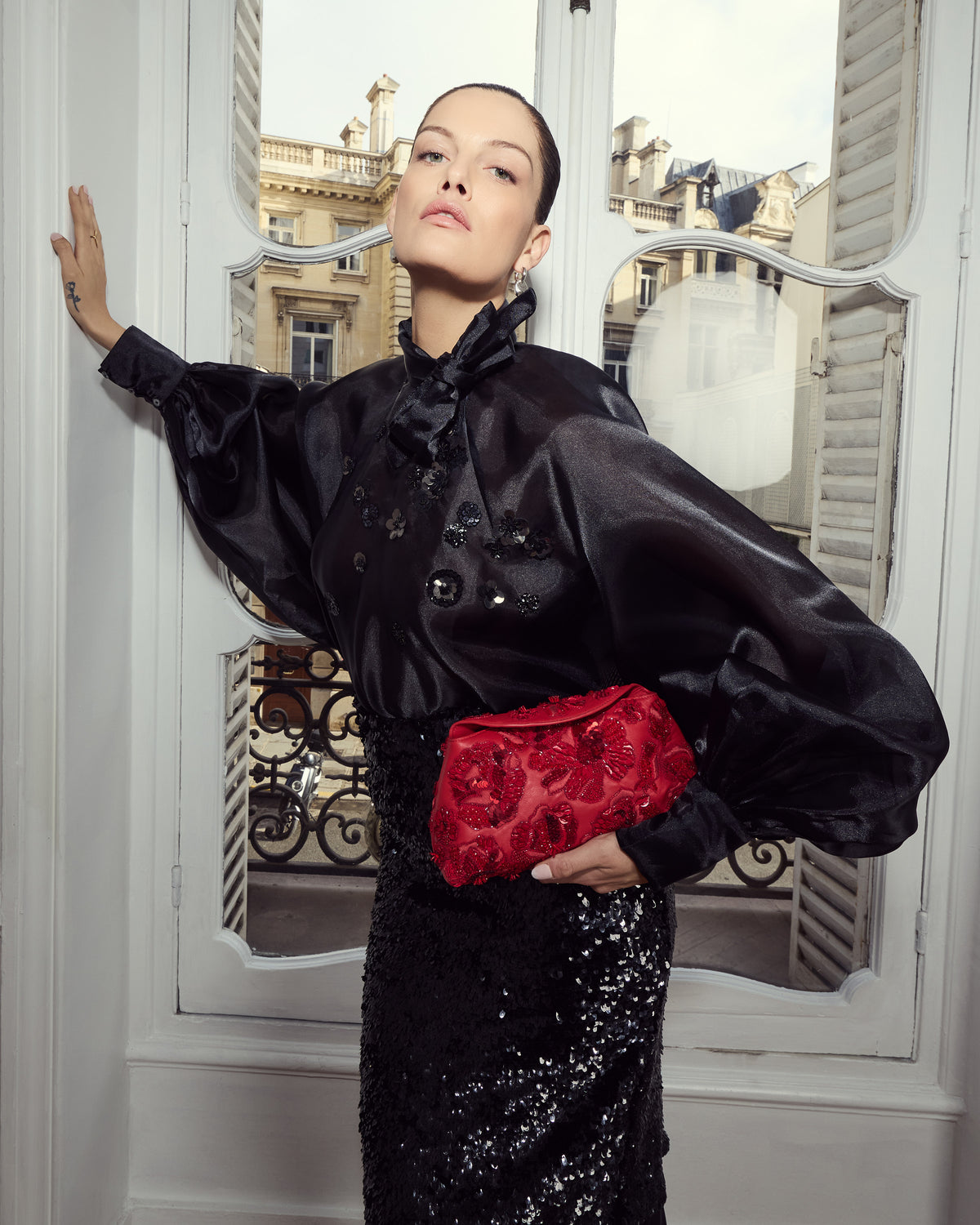 Obsidian Embellished Bow Top