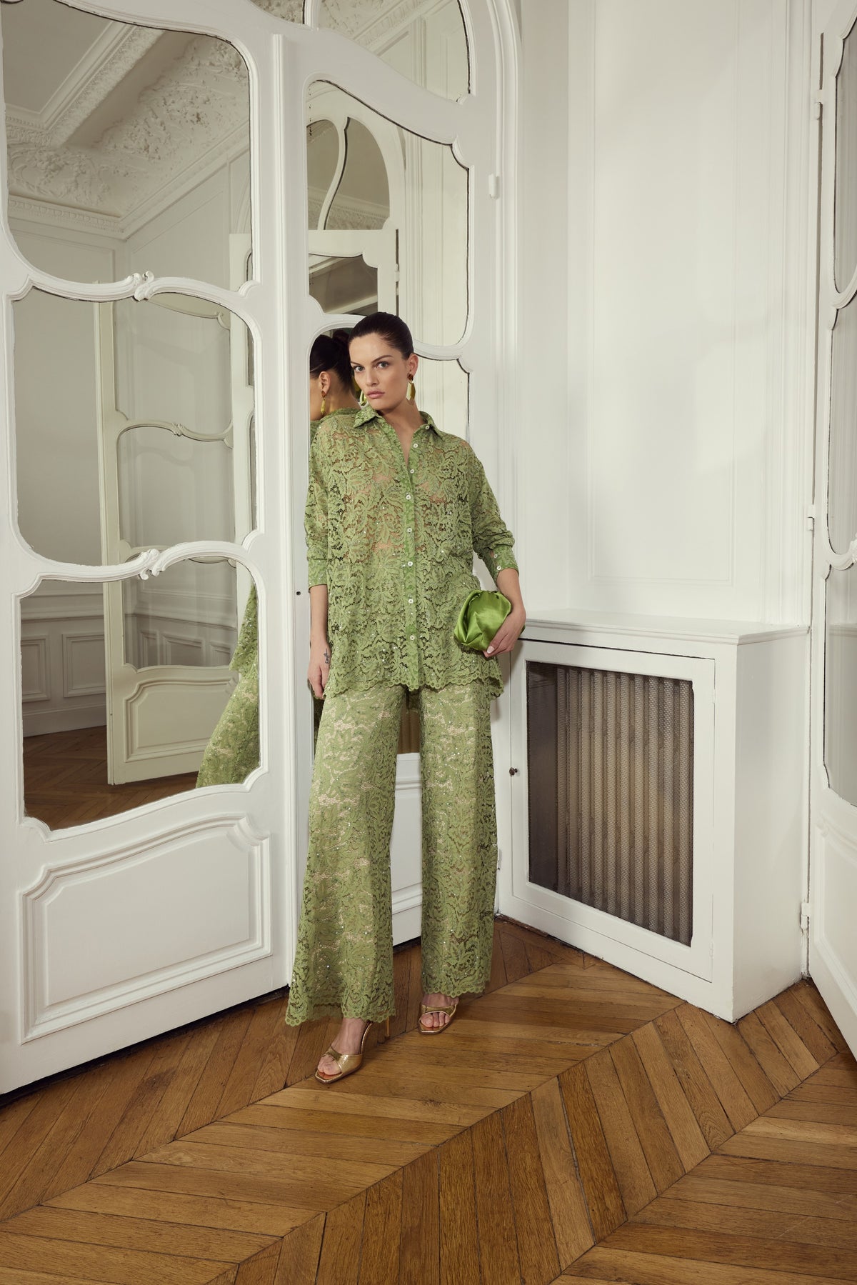 Sage Seduction Embroidery Shirt