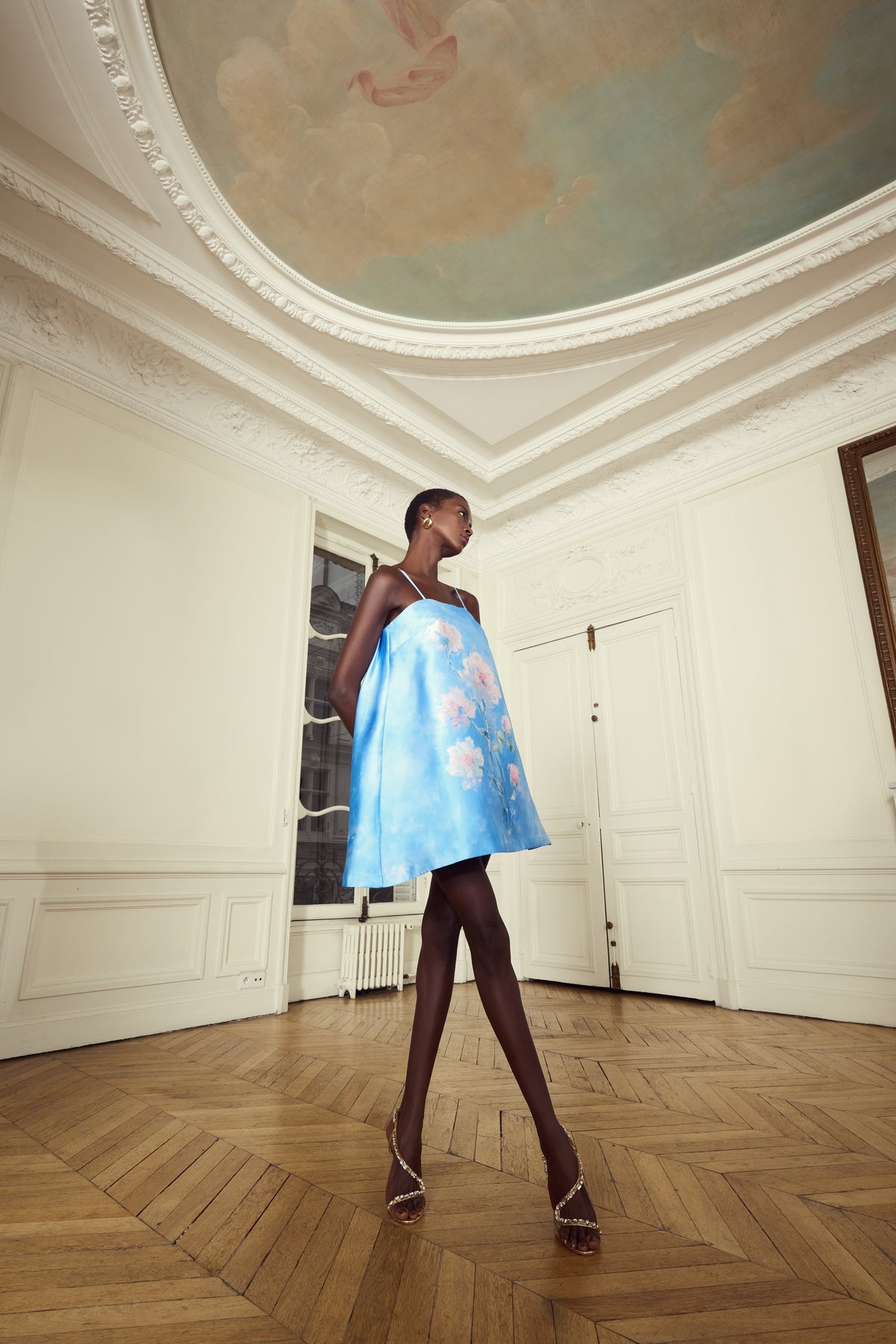 Azure Blossom Mini Dress