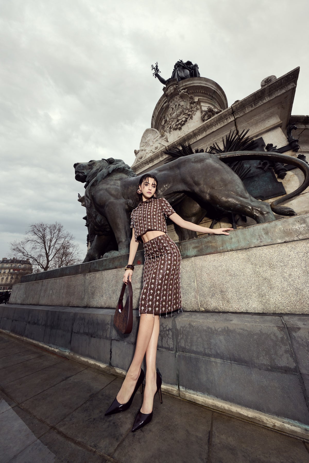 Night Siren Brown Column Skirt