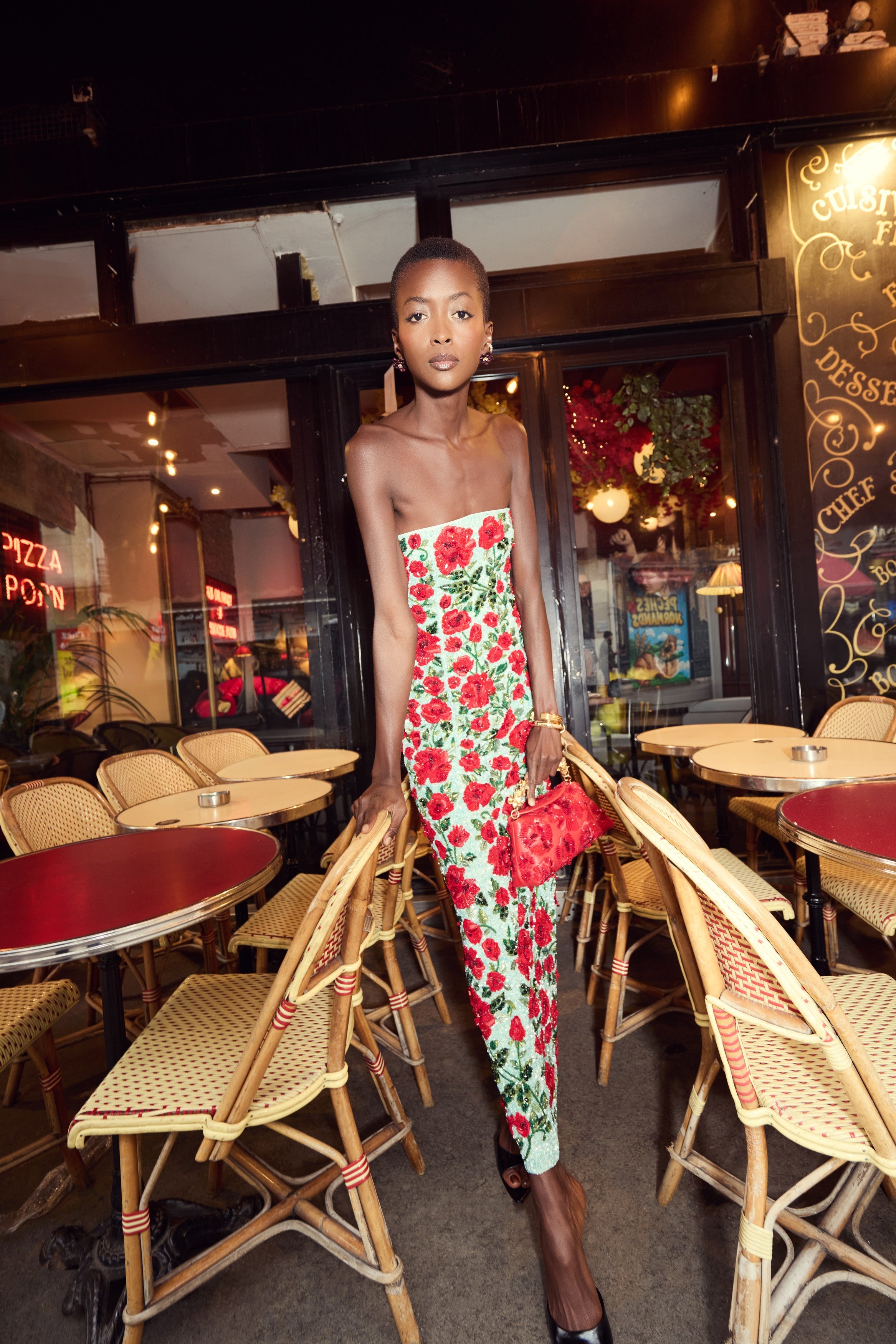 Crimson Rose Column Dress