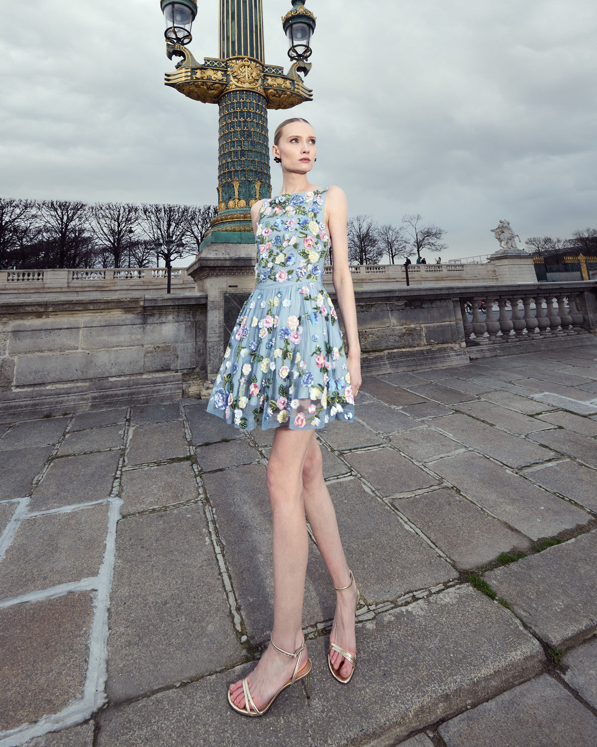 Periwinkle Embroidered Mini Dress