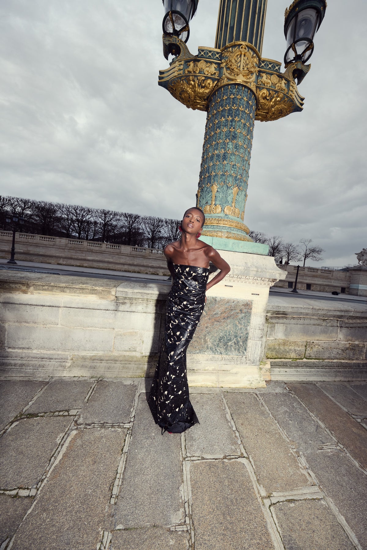 Nocturnal Lace Column Dress